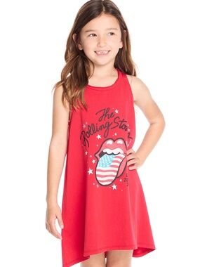 NWT Chaser Red Kids Sleeveless Rolling Stones Graphic Dress Size 8 Years